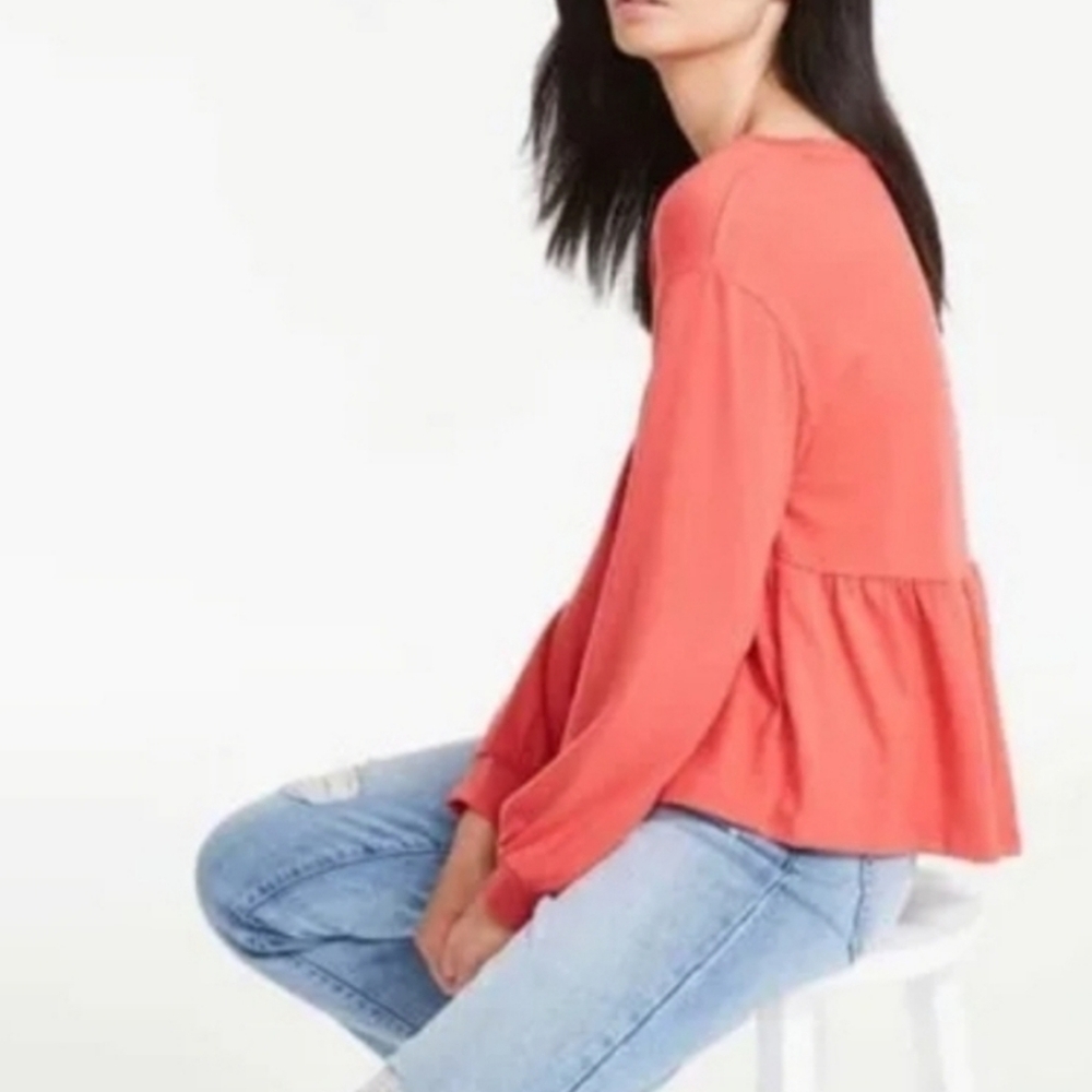 1X Joe Fresh Jillian Harris Line Women's Orange Pink Coral Peplum Top